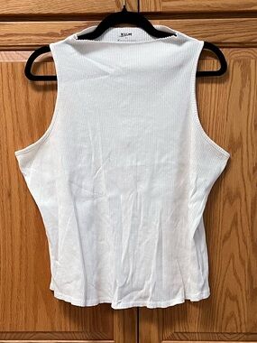 Maeve White Ribbed Mock Neck Tank, GUC, Size 1X